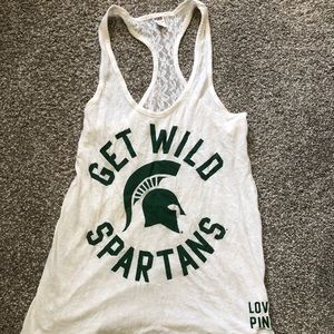 PINK Michigan State Spartans Lace Tank Top
